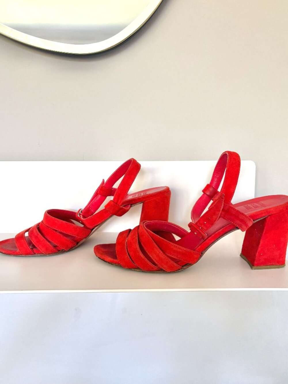Maryam Nassir Zadeh Palma Suede Block Heel Sandal in Red (8.5-9 US)
